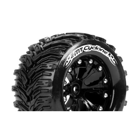Louise RC - MT-CYCLONE - 1-10 Monster Truck Tire Set - Mounted - Soft - Black 2.8 Wheels - Hex 14mm