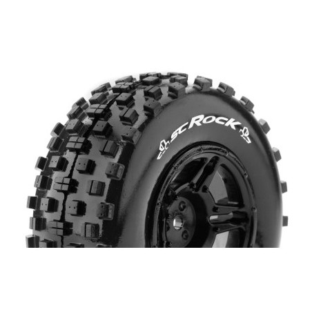 Louise RC - SC-ROCK - 1-10 Short Course Tire Set - Mounted - Soft - Black Wheels - Hex 12mm - SLASH 2WD Rear - SLASH 4X4