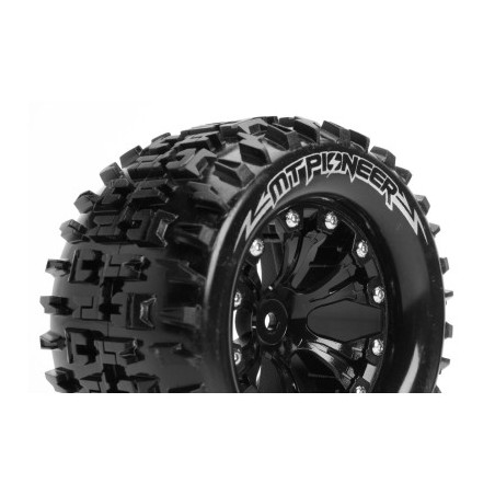 Louise RC - MT-PIONEER - 1-10 Monster Truck Tire Set - Mounted - Sport - Black 2.8 Wheels - Hex 14mm