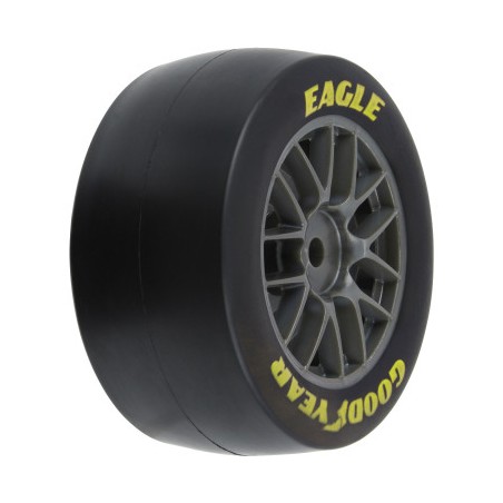1-12 Goodyear Eagle Soft Tire F-R MTD Gray Wheels (4): Losi NASCAR