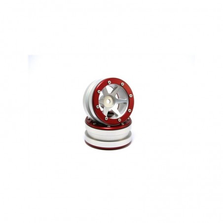 BEADLOCK WHEELS PT- SLINGSHOT SILVER/RED 1.9 (2 PCS)