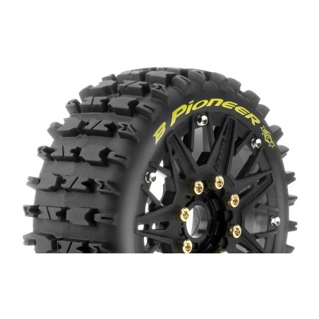 Louise RC - MFT - B-UPHILL - 1-8 Buggy Tire Set - Mounted - Soft - Black Spoke Wheels - Removable 0" & 1-2" OFFSET HEX 1