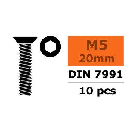 Revtec - Hex Flat Head Screw - M5X20 - Steel - 10 pcs