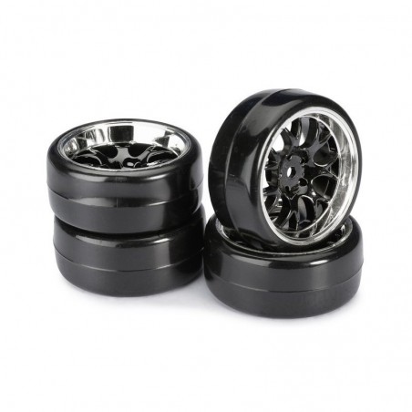 "WHEEL SET DRIFT LP "" COMB / PROFILE B"" BLACK/CHROME 1:10