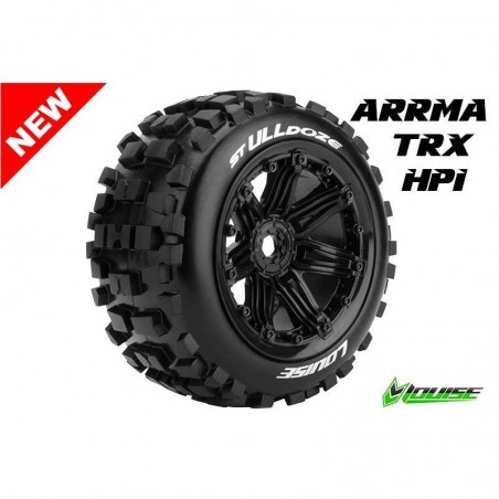 ST-ULLDOZE 1:8 STADIUM TRUCK TIRE SET MOUNTED SPORT BLACK