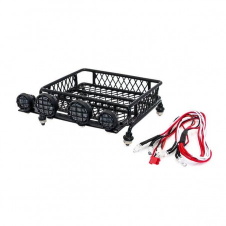 Conjunto de rack de teto metálico com faróis de LED - 115x105x50mm