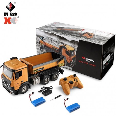 WLMODEL 14600 caminhão elétrico rc de controle de rádio escala 1/14 com basculante RTR com luzes e sons + bateria extra