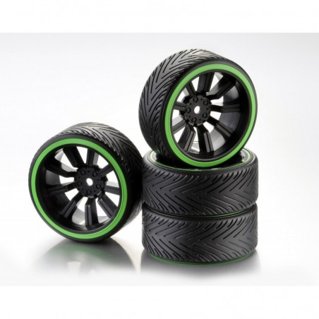 WHEEL SET DRIFT 10-SPOKE "PROFILE B" RIM BLACK/RING NEON GR