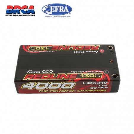 Gens ace Redline Series Shorty 4000mAh 7,6 V 2S 130C HV LiPo (4mm, 147g)