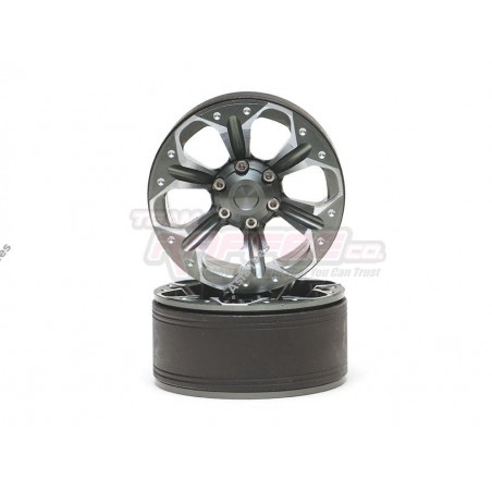 Team Raffee Co. 1.9" Aluminum Beadlock Wheels 6-Petals (2) Gun Metal