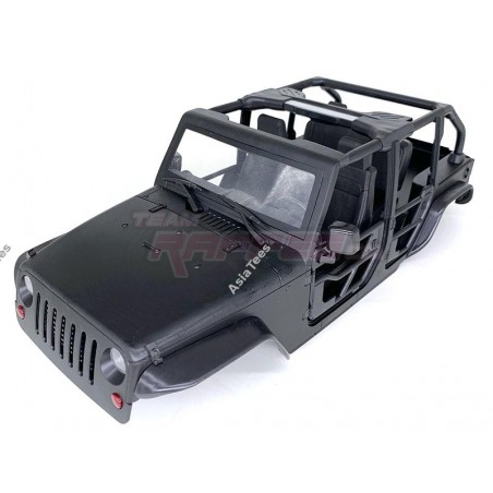 Team Raffee Co. Rubicon Hard Body w/ Full Tube Doors & Open-Top for 1/10 Crawler 313mm Matte Black