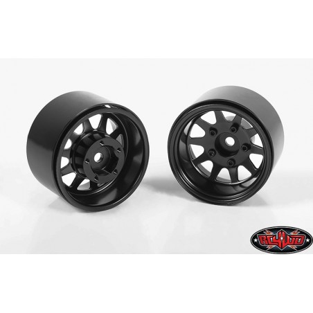 RC4WD DEEP DISH WAGON 1.55 STAMPED STEEL BEADLOCK WHEELS (BLACK)
