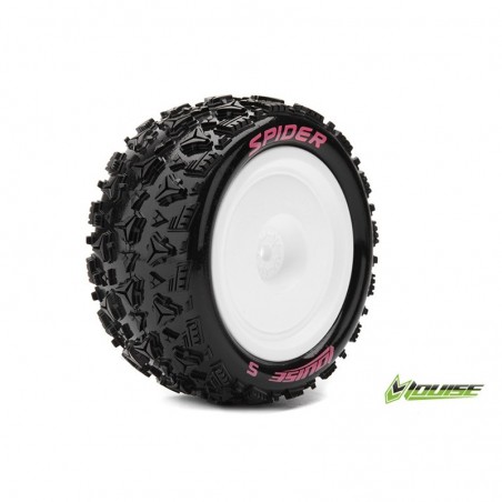 E-SPIDER 1:10 BUGGY TIRE SET MOUNTED SOFT WHITE RIMS KYOSHO