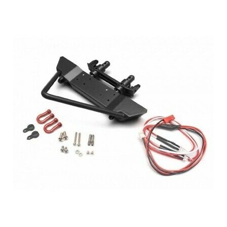 Team Raffee Co. Realistic Metal Front Bumper with Towing Hooks - 1 Set Black for Axial SCX10