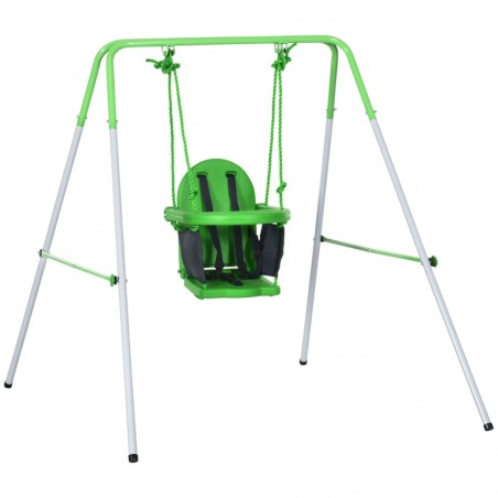 Baloiço para Crianças de 6-36 Meses com Encosto Alto e Arnês de Segurança 122x146x122 cm Verde