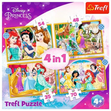 PUZZLES 4 EM 1 - HAPPY DAY / DISNEY PRINCESS