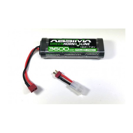 Greenhorn NiMH Stick Pack 7.2V 3600mah (T-Plug + Tamiya Adaptor)