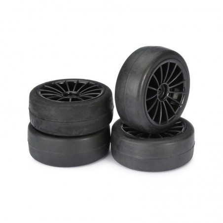 "WHEEL SET ONROAD ""15 SPOKE / SLICK"" BLACK 1:10 (4 PCS)"