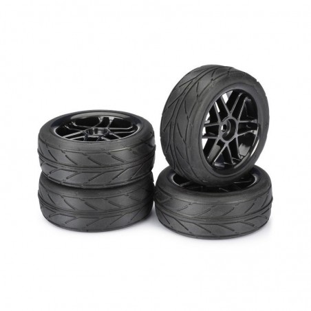 "WHEEL SET ONROAD ""6 SPOKE / PROFILE"" BLACK 1:10 (4 PCS)"