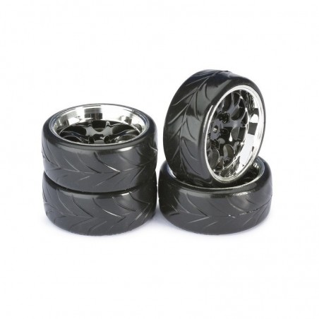 WHEEL SET DRIFT LP "" COMB / PROFILE A"" BLACK/CHROME 1:10