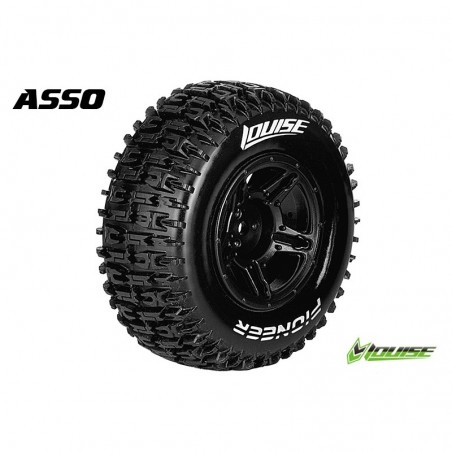 SC-PIONEER 1:10 SHORT COURSE TIRE SET MOUNTED SOFT BLACK