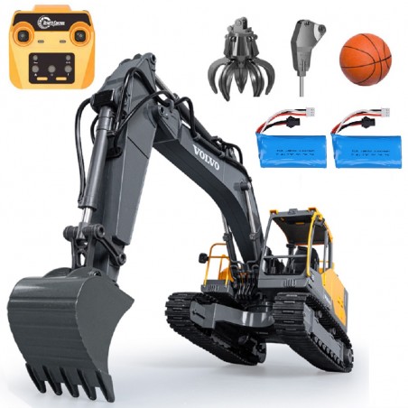 Excavadora VOLVO EC160E multifuncion 3 EN 1 Double Eagle VOLVO E598 ESCALA 1/16 con martillo y garra+ BATERIA EXTRA
