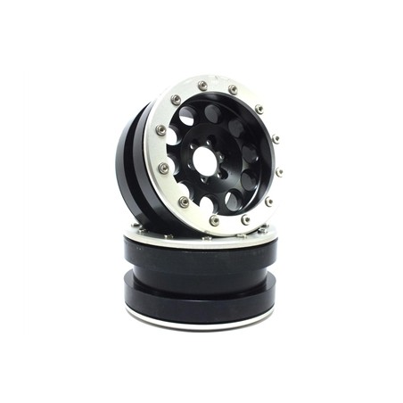 Metsafil Beadlock Wheels PT-Revolver Black/Silver 2.2 2 pc