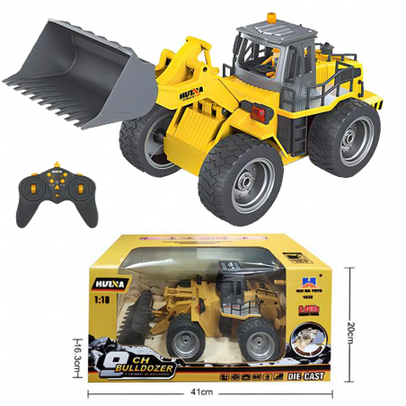 Retroescavadeira 4x4 Bulldozer Rádio controle  escala 1:18 balde metálico