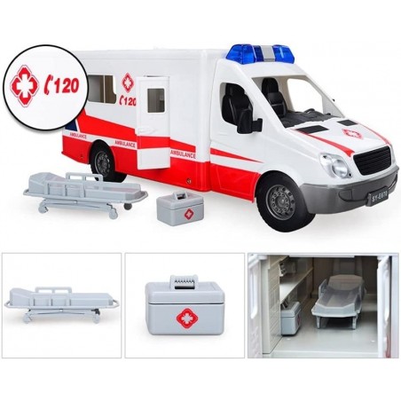 Ambulancia radio control  escala 1:18  2.4GHZ com acessórios