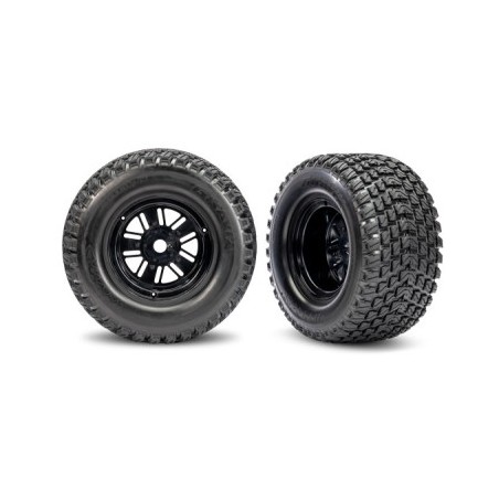 Tires & wheels assembled glued (Pro Scale® Sand Car Race black wheels Gravix® tires foam inserts) (rear) (1 left 1